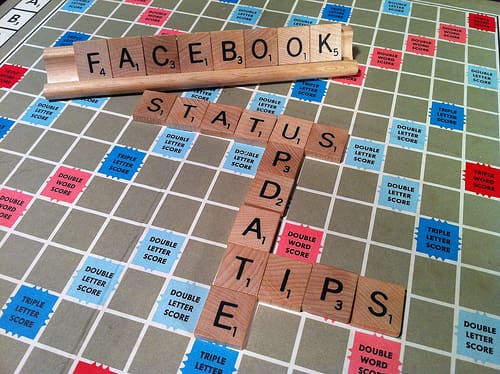 facebook status update tricks out of scrabble letters