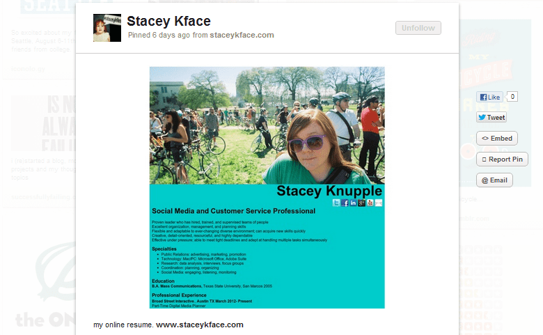 hire-me pinterest resume