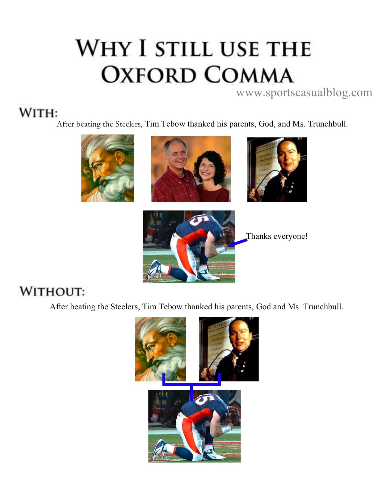 tim tebow and the oxford comma