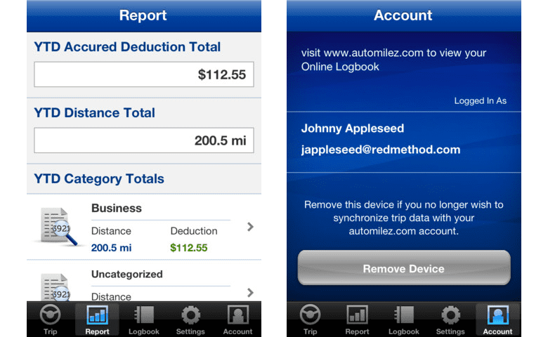 iPhone mileage tracker