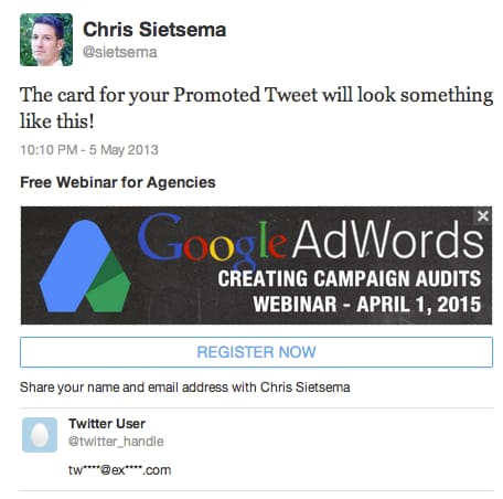 promote webinar through twitter cards
