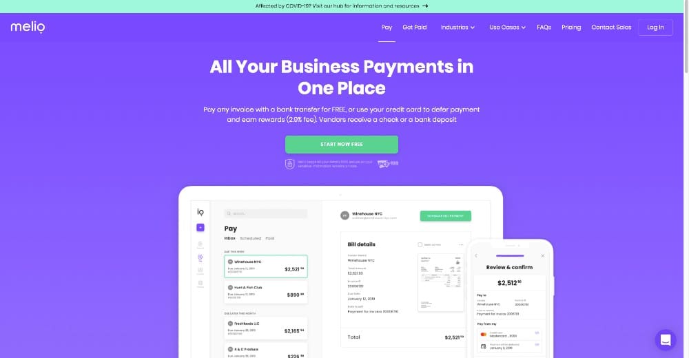 Screen Shot 2020-06-01 at 10.21.37 AM (2) Melio homepage