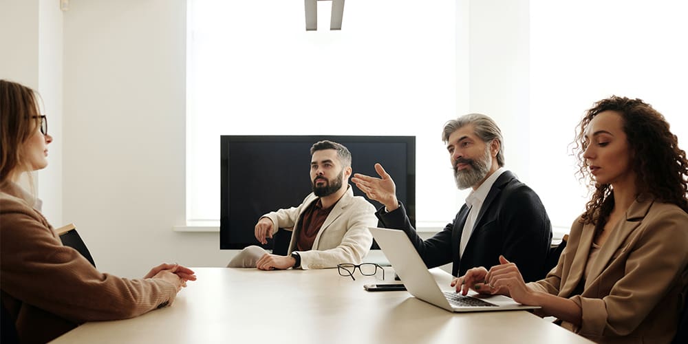 Person in an interview. Person in an interview.