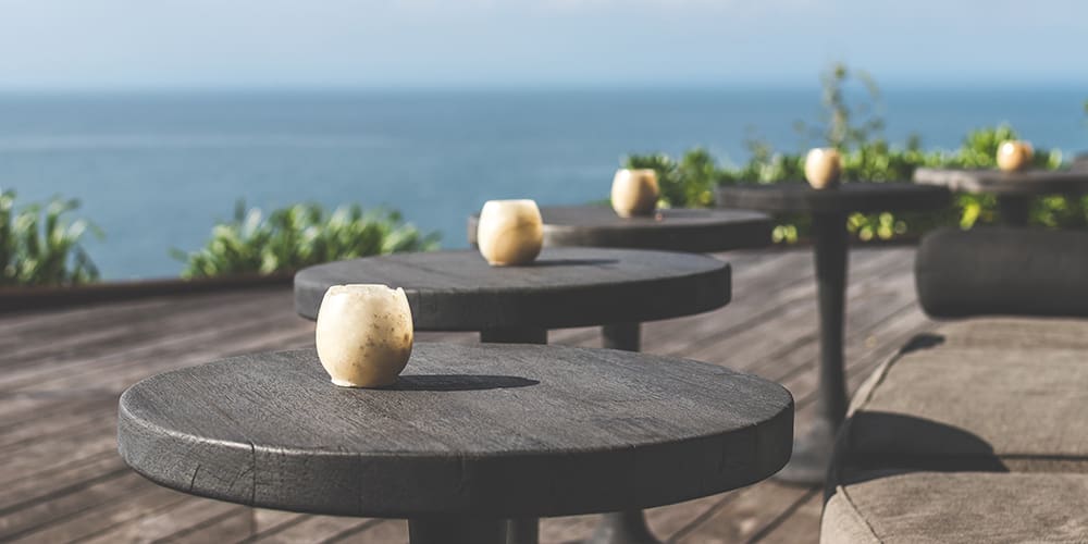 Outdoor tables empty due to lockdown.