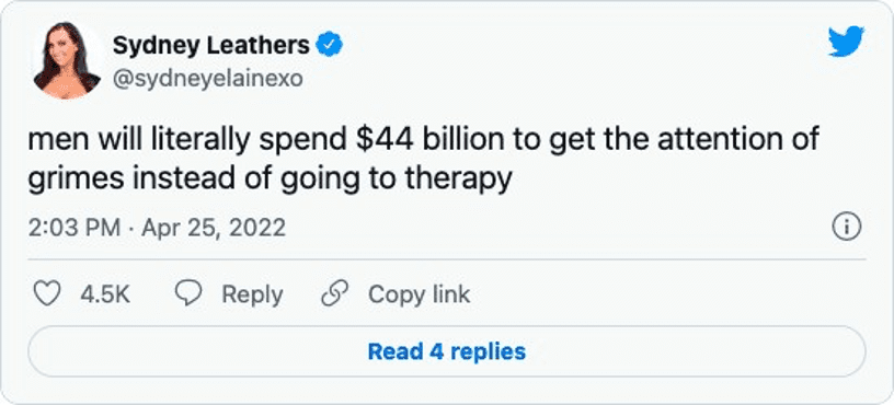 Disgruntled Tweet about Musk Bid.