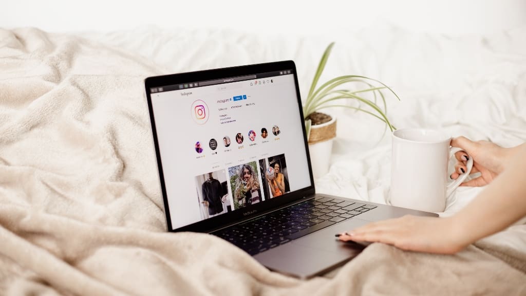 Instagram on laptop social media on laptop