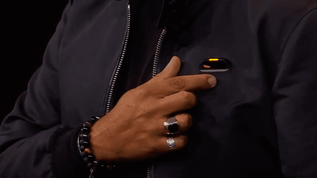 HumaneWearableAI Humane found Imran Chaudhri wearing Humane’s AI assistant device in his breast pocket, activating it with the press of a button.