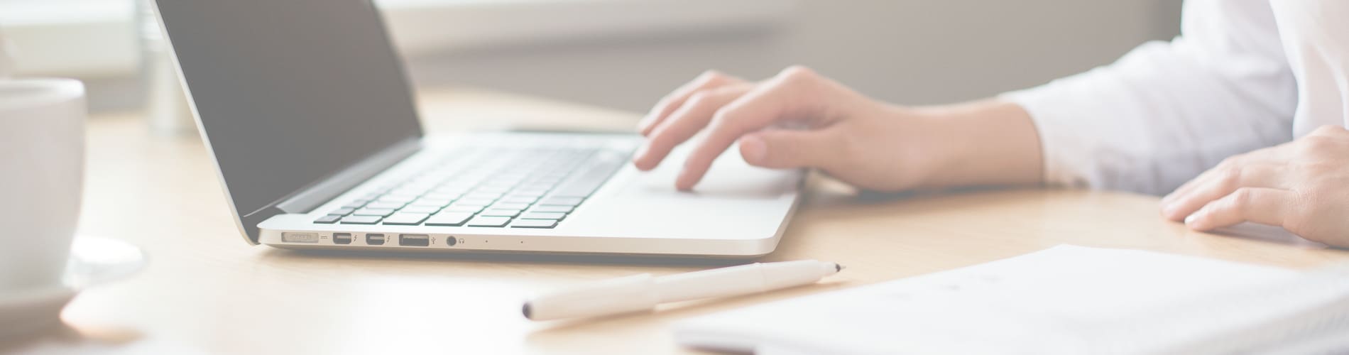 Person on computer being productive.