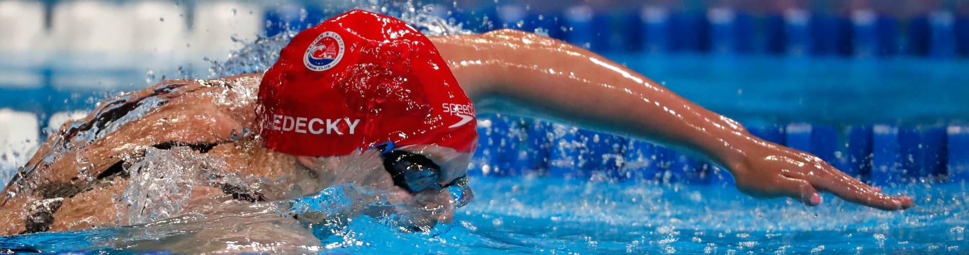olympic swimmer during competition.