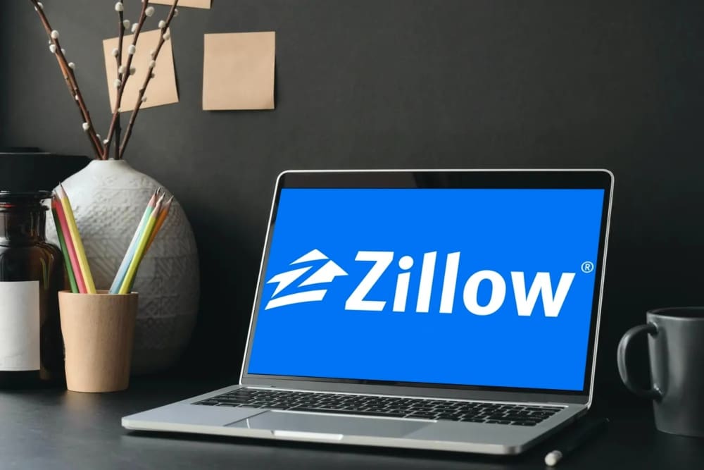 Zillow landing page on laptop