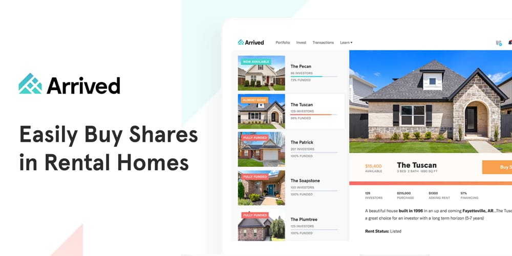 Product description for Arrived, a real estate investing app.