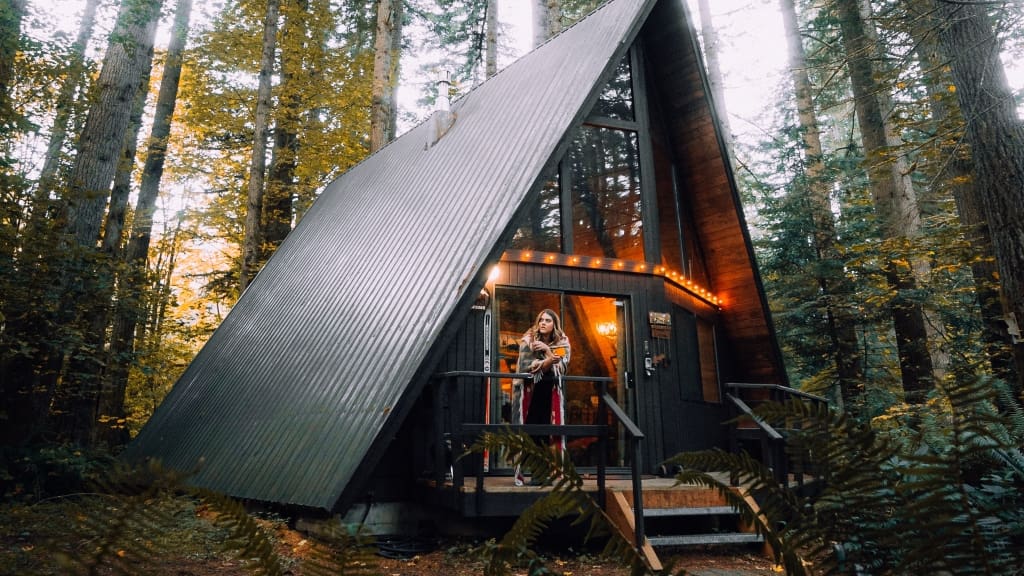 Woman looking out at her Airbnb