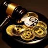Crypto coins with law mallet